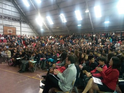 Los alumnos y apoderados nuevos en el Gimnasio Aconcagua.